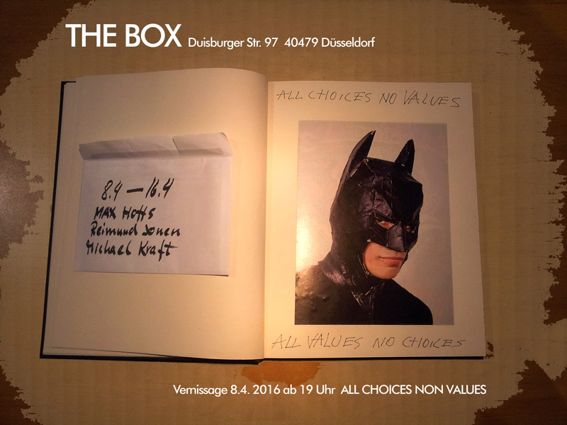 Michael Kraft, Reimund Jonen, Max Hoffs machen eine Ausstellung in THE BOX D&uuml;sseldorf. Vernissage ist am Freitag dem 8.4. 2016