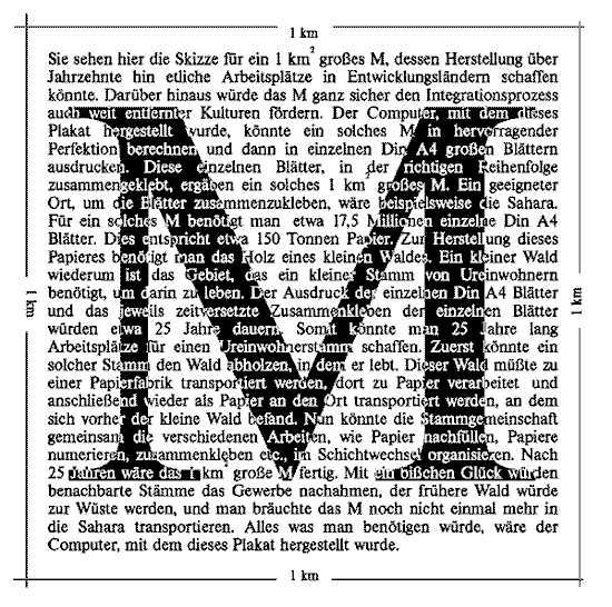 Die Skizze f�r das erste 1km gro�e M