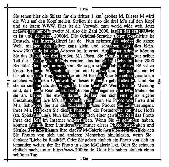 Die Skizze f�r das dritte1km gro�e M