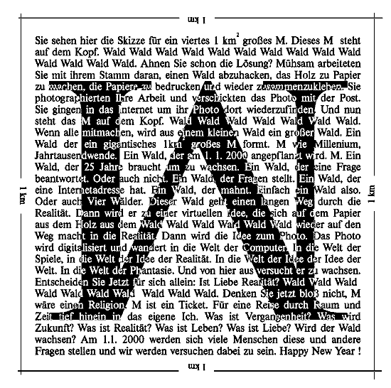 Die Skizze f�r das vierte1km gro�e M-DIE L�SUNG