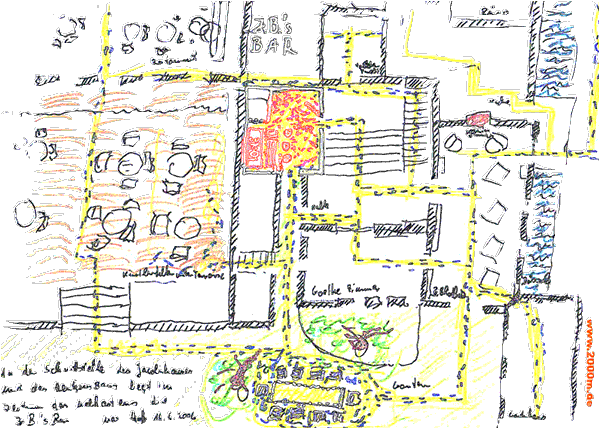 architonisch k&uuml;nstlerische Skizze der J.B.S Bar von Max Hoffs