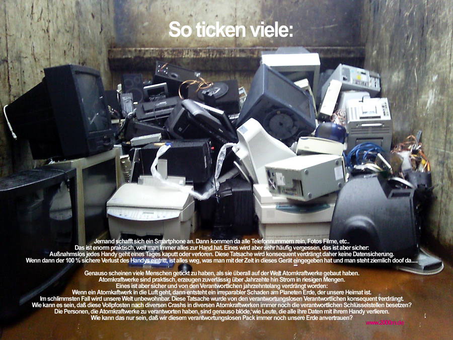 Jemand schafft sich ein Smartphone an. Dann kommen da alle Telefonnummern rein, Fotos Filme, etc..