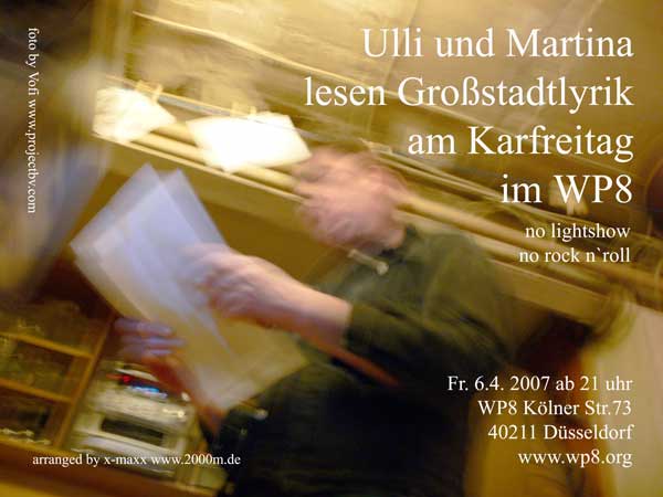 Einladung zur Karfreitags esung im WP8 mit Ulli und Mattina